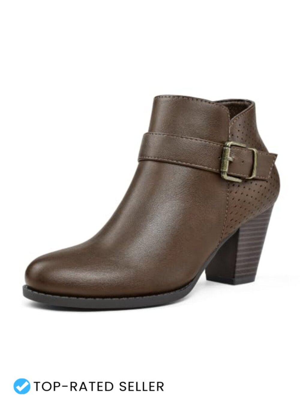 Women's Ankle Boots Stacked Chunky Heel Booties Side Zipper